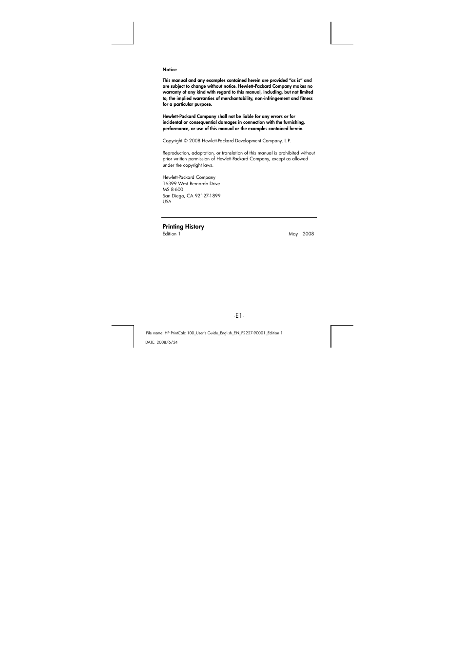 HP PrintCalc 100 User Manual | Page 2 / 32
