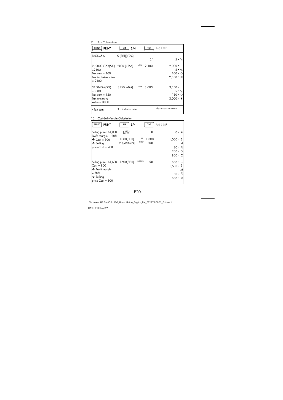 HP PrintCalc 100 User Manual | Page 21 / 32