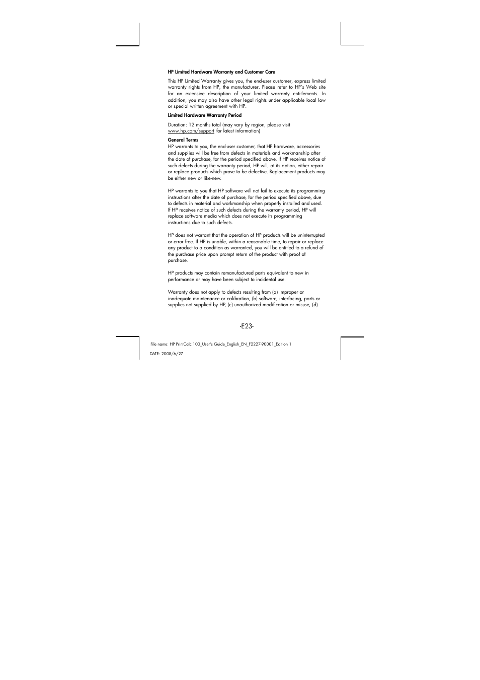 HP PrintCalc 100 User Manual | Page 24 / 32