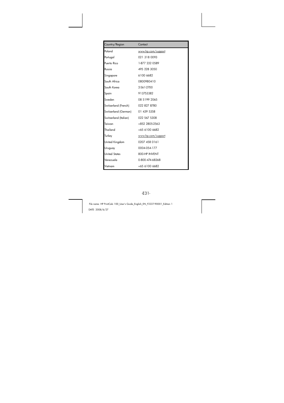 HP PrintCalc 100 User Manual | Page 32 / 32