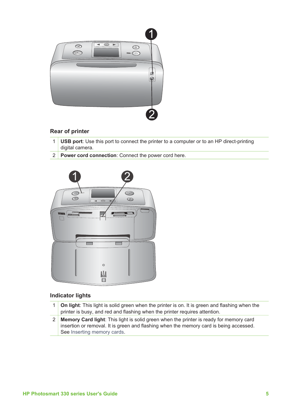 HP Photosmart 335 Compact Photo Printer User Manual | Page 11 / 69