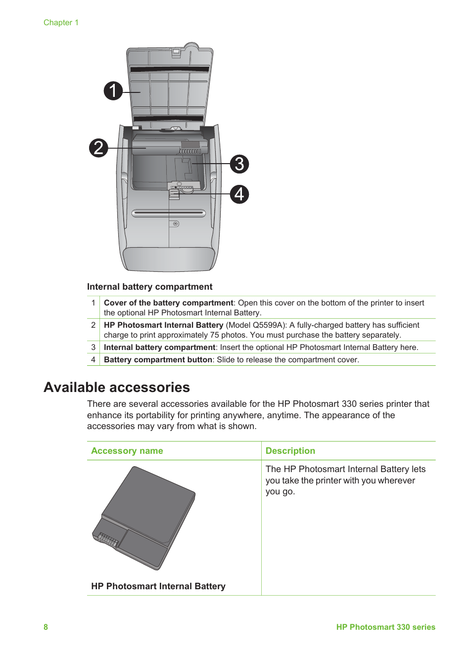 Available accessories | HP Photosmart 335 Compact Photo Printer User Manual | Page 14 / 69