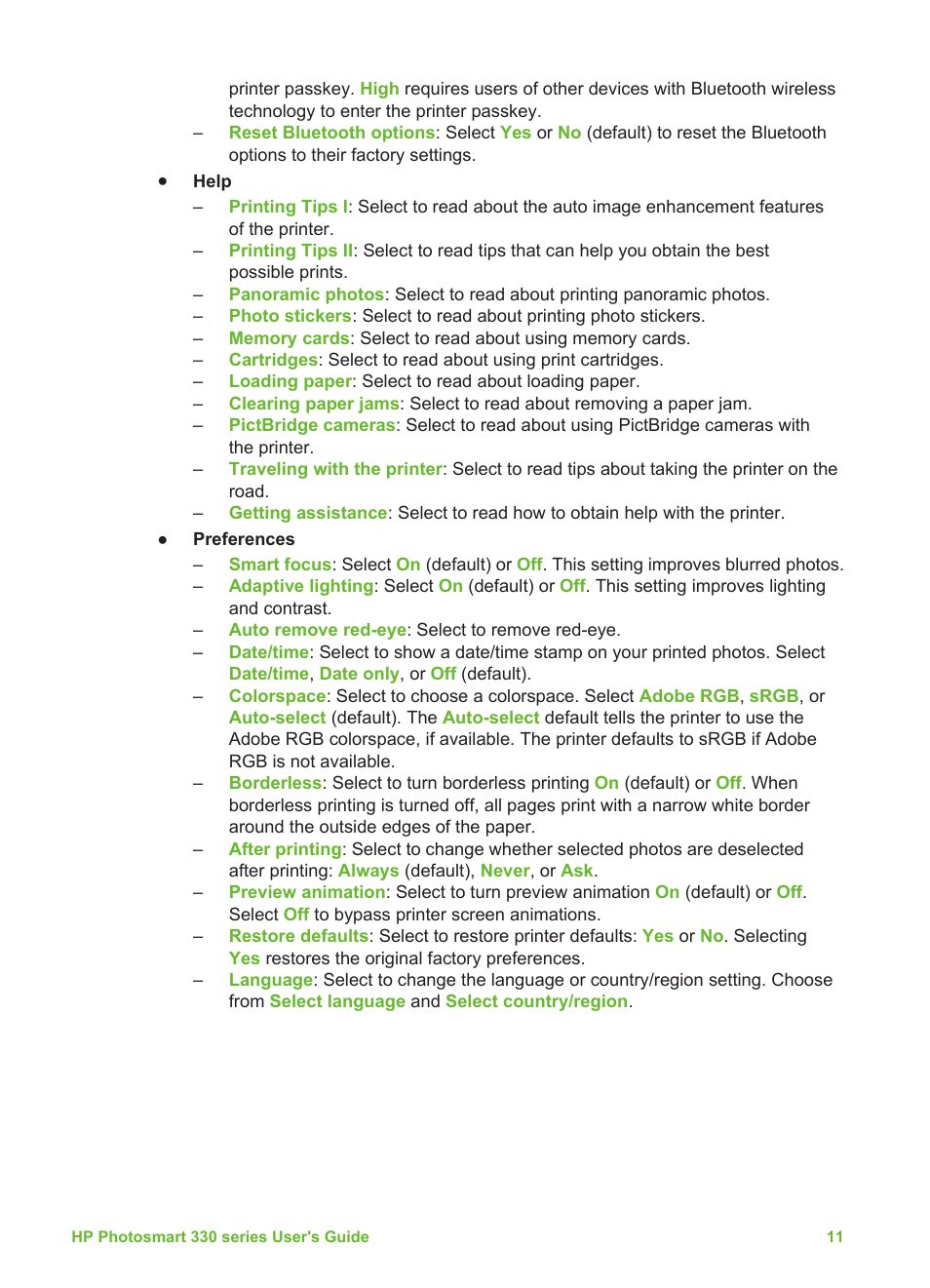 HP Photosmart 335 Compact Photo Printer User Manual | Page 17 / 69