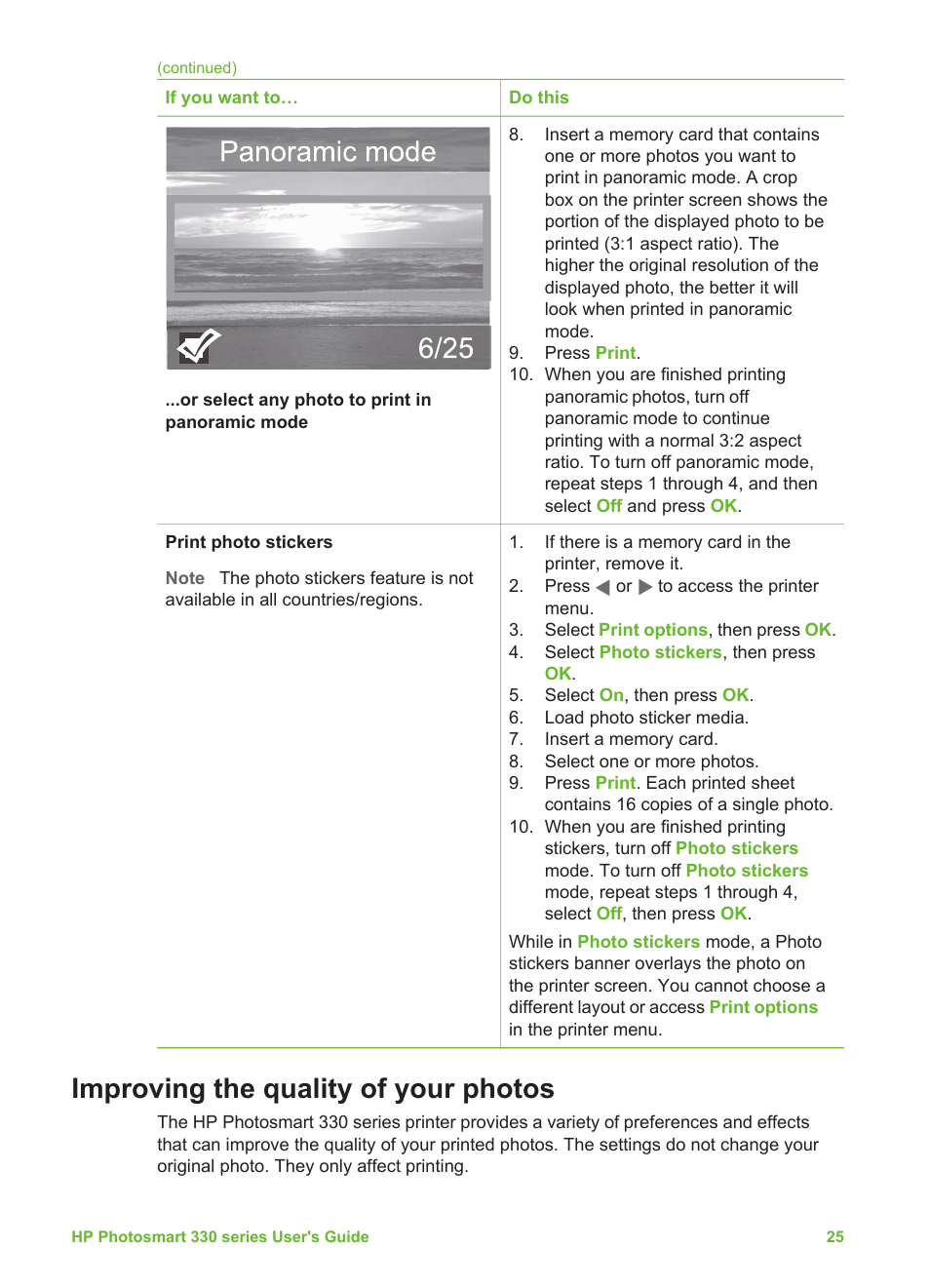 Improving the quality of your photos, Improving the quality of, Your photos | HP Photosmart 335 Compact Photo Printer User Manual | Page 31 / 69