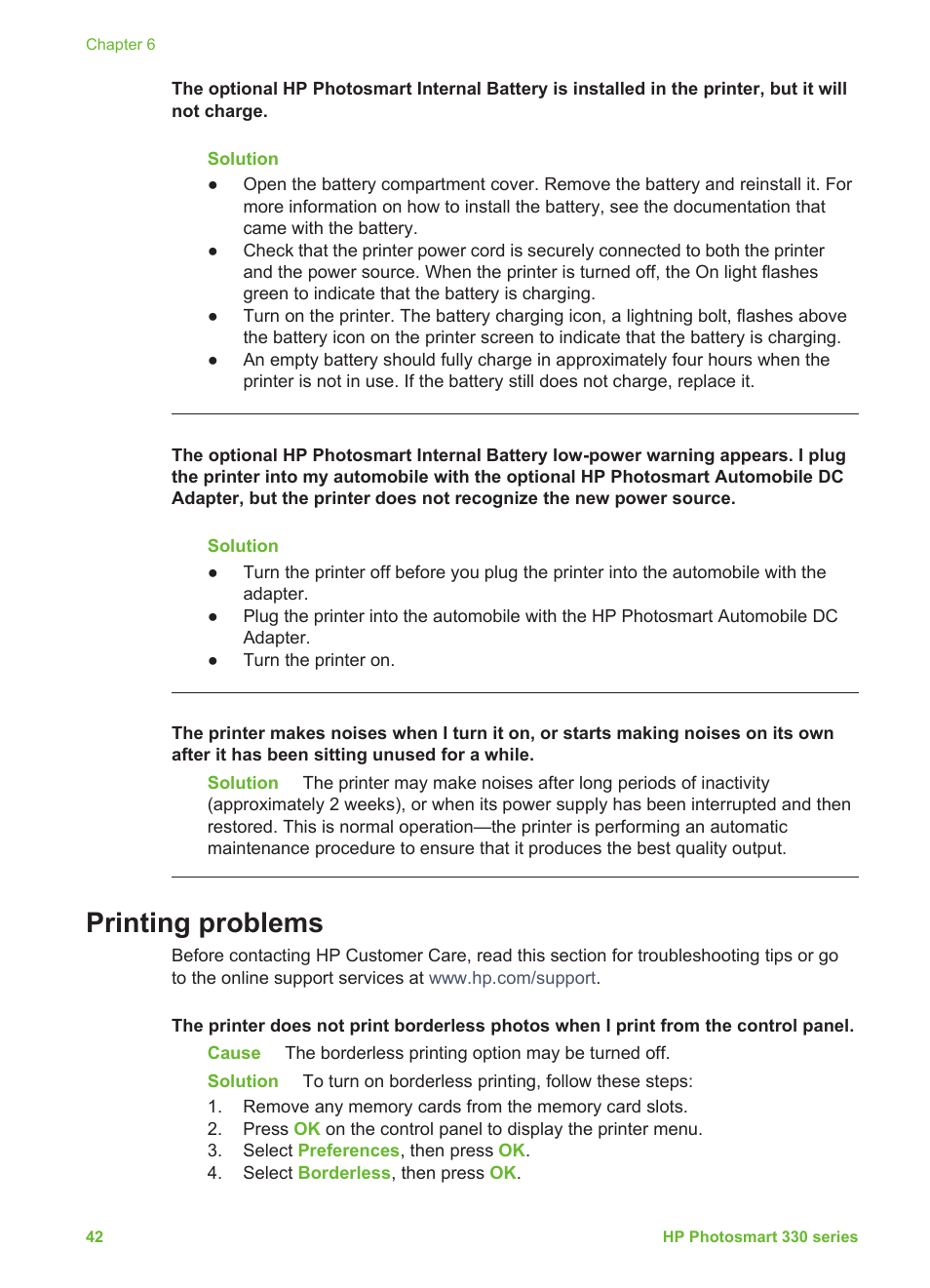 Printing problems | HP Photosmart 335 Compact Photo Printer User Manual | Page 48 / 69
