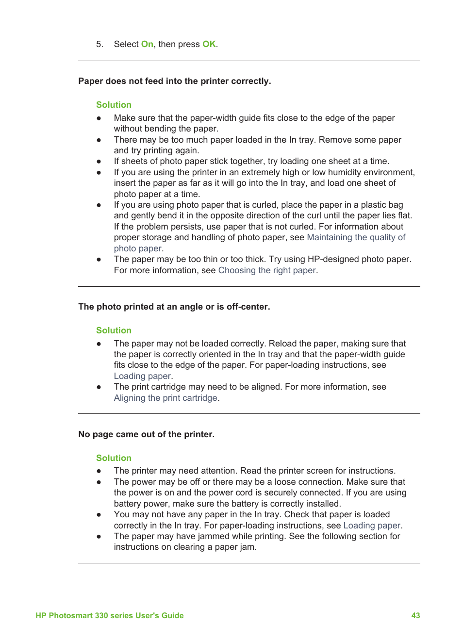 HP Photosmart 335 Compact Photo Printer User Manual | Page 49 / 69