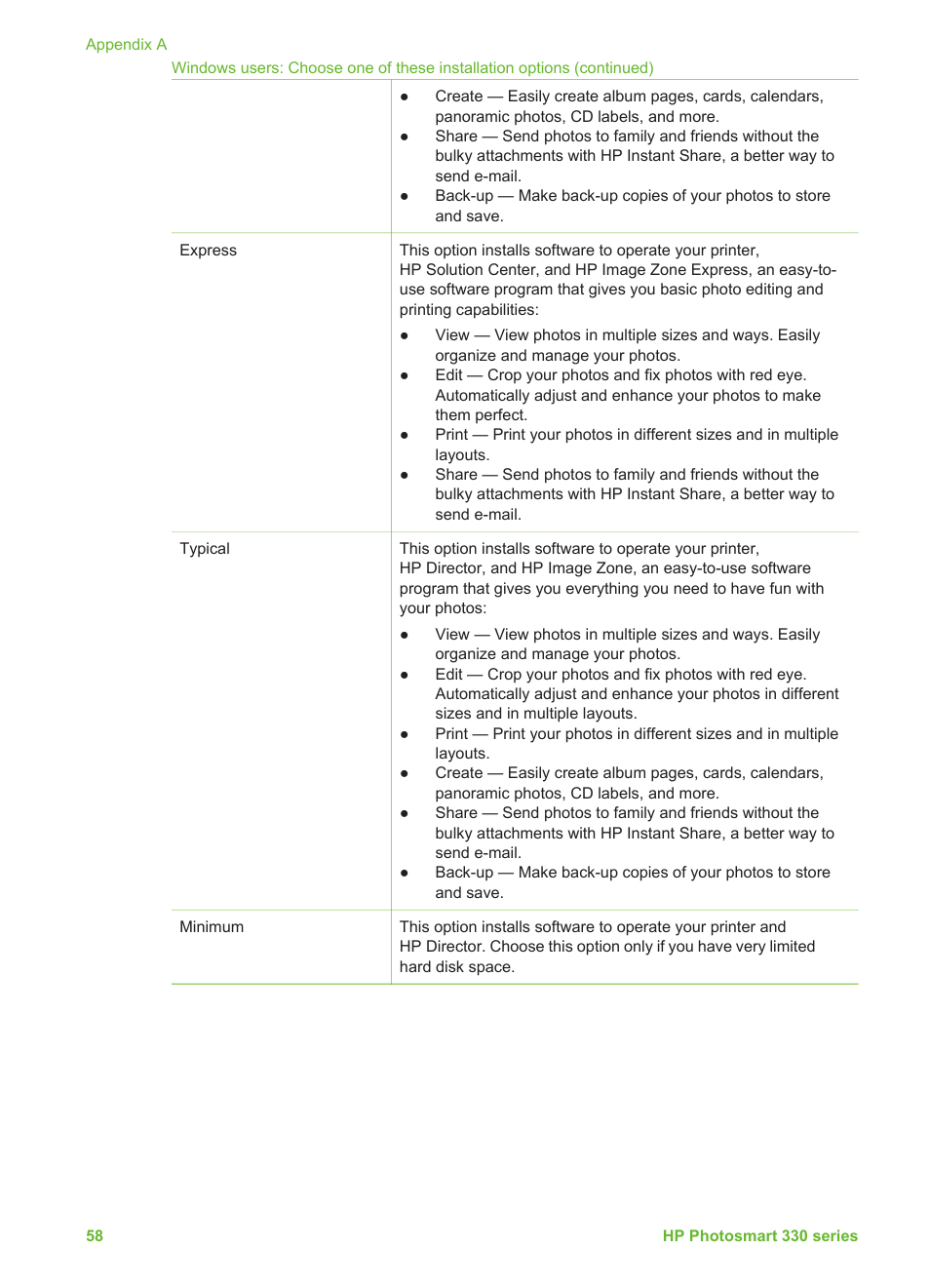HP Photosmart 335 Compact Photo Printer User Manual | Page 64 / 69