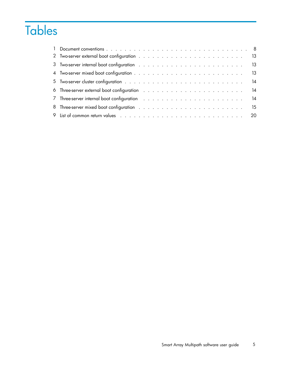 Tables | HP StorageWorks 500 G2 Modular Smart Array User Manual | Page 5 / 35