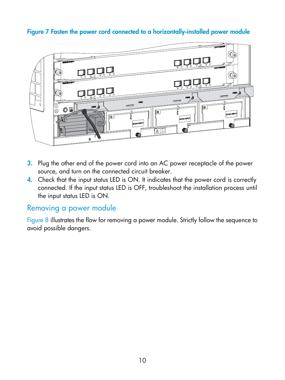Removing a power module | HP Networking Switch Power Supplies User Manual | Page 10 / 13