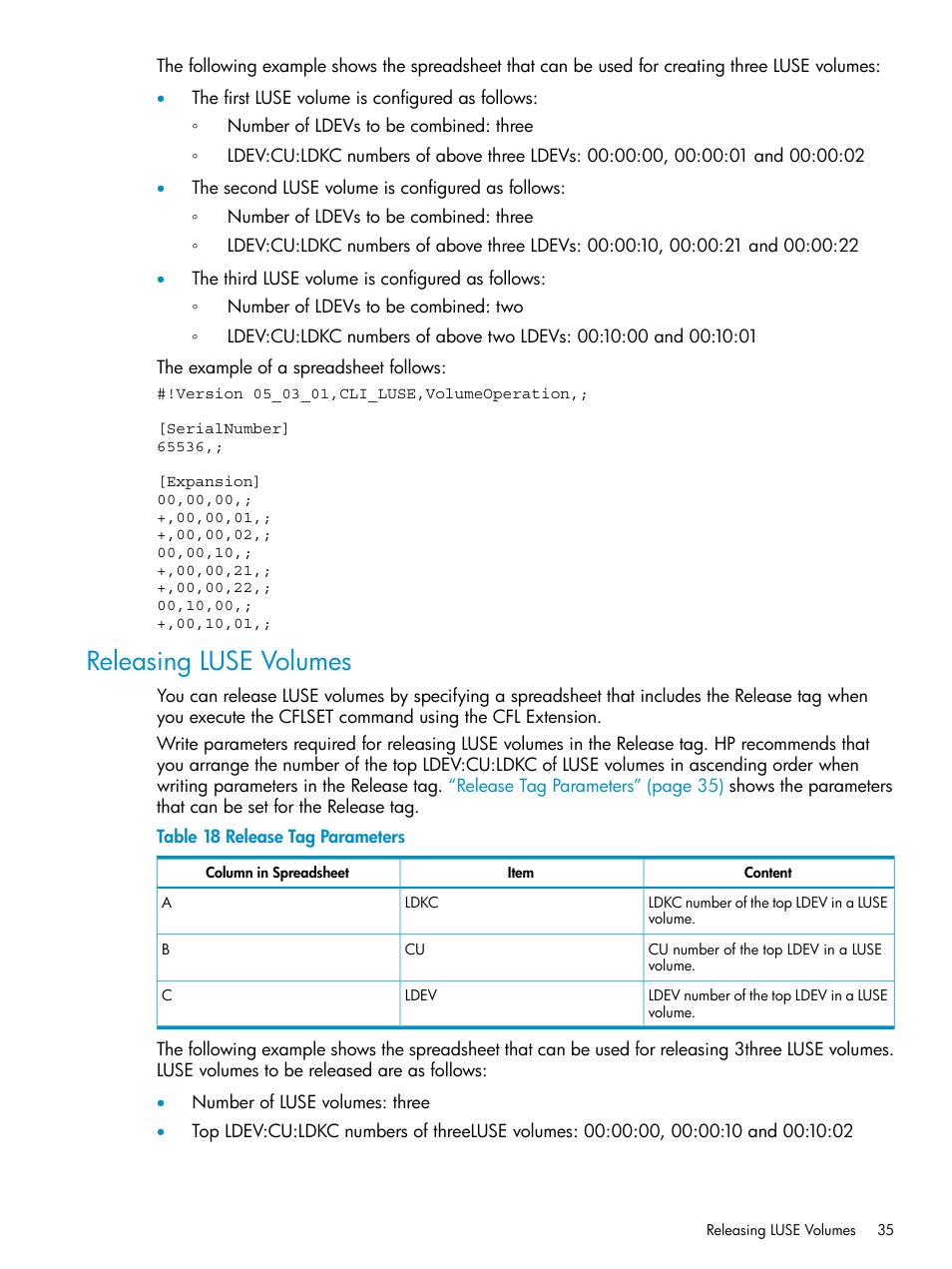 Releasing luse volumes | HP XP Array Manager Software User Manual | Page 35 / 43