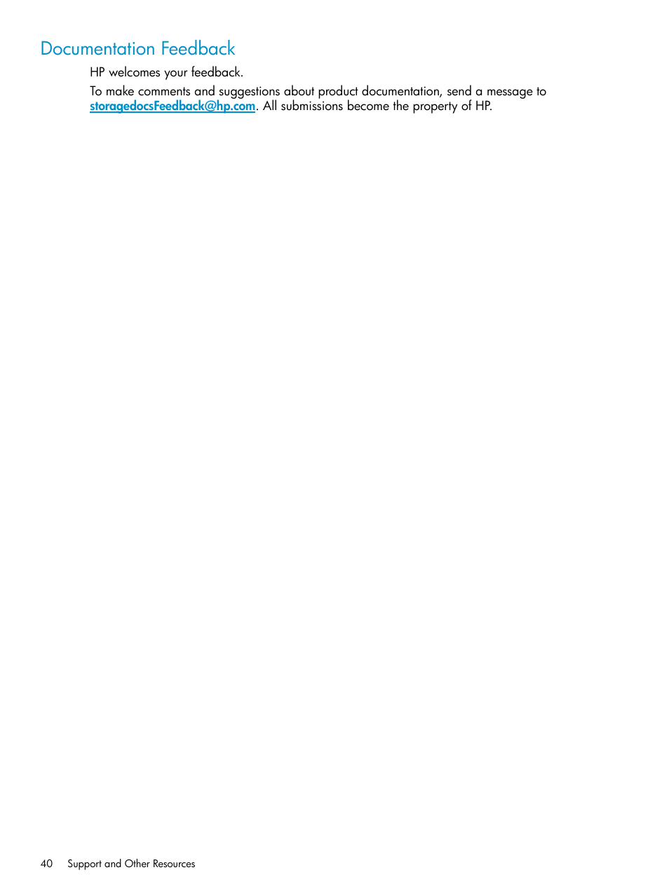 Documentation feedback | HP XP Array Manager Software User Manual | Page 40 / 43