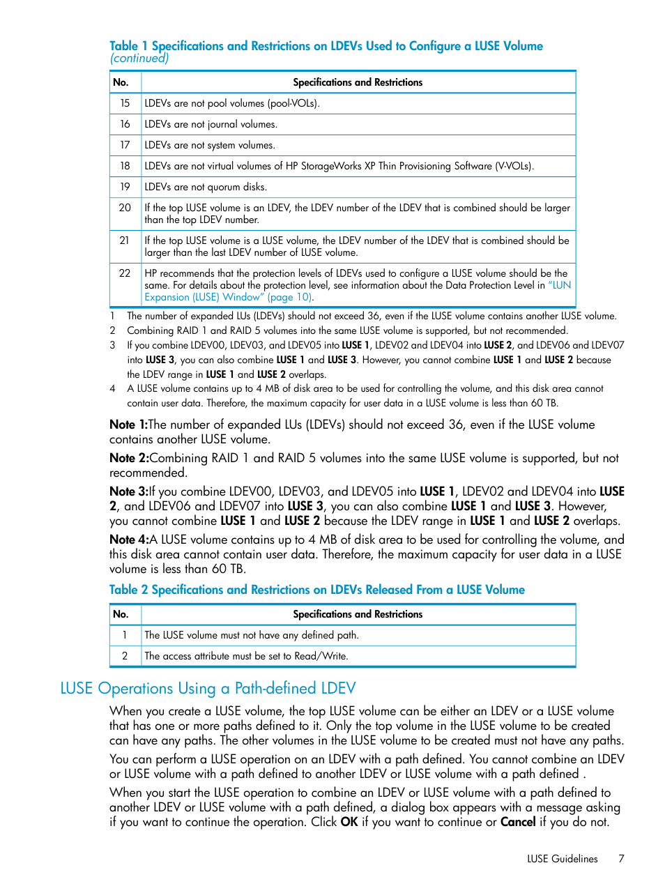 Luse operations using a path-defined ldev, Luse operations using a, Path-defined ldev | HP XP Array Manager Software User Manual | Page 7 / 43