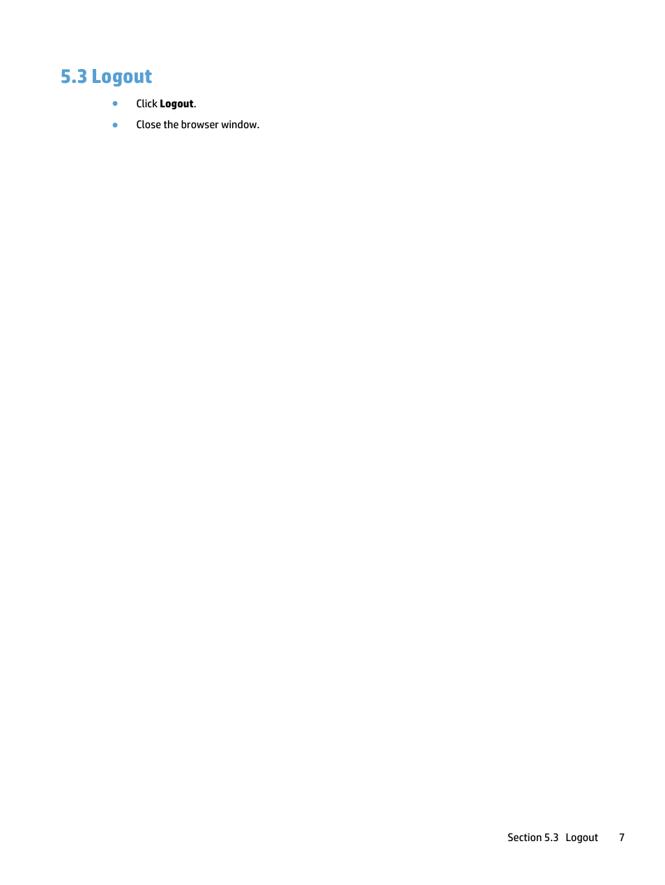 Logout, 3 logout | HP Access Control User Manual | Page 13 / 14