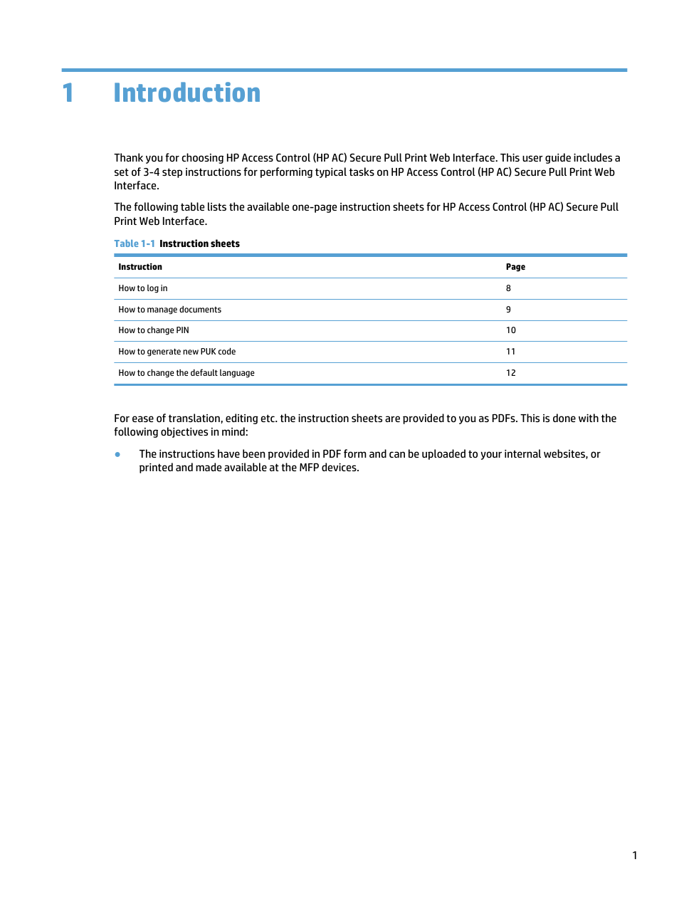 Introduction, 1 introduction, 1introduction | HP Access Control User Manual | Page 7 / 14