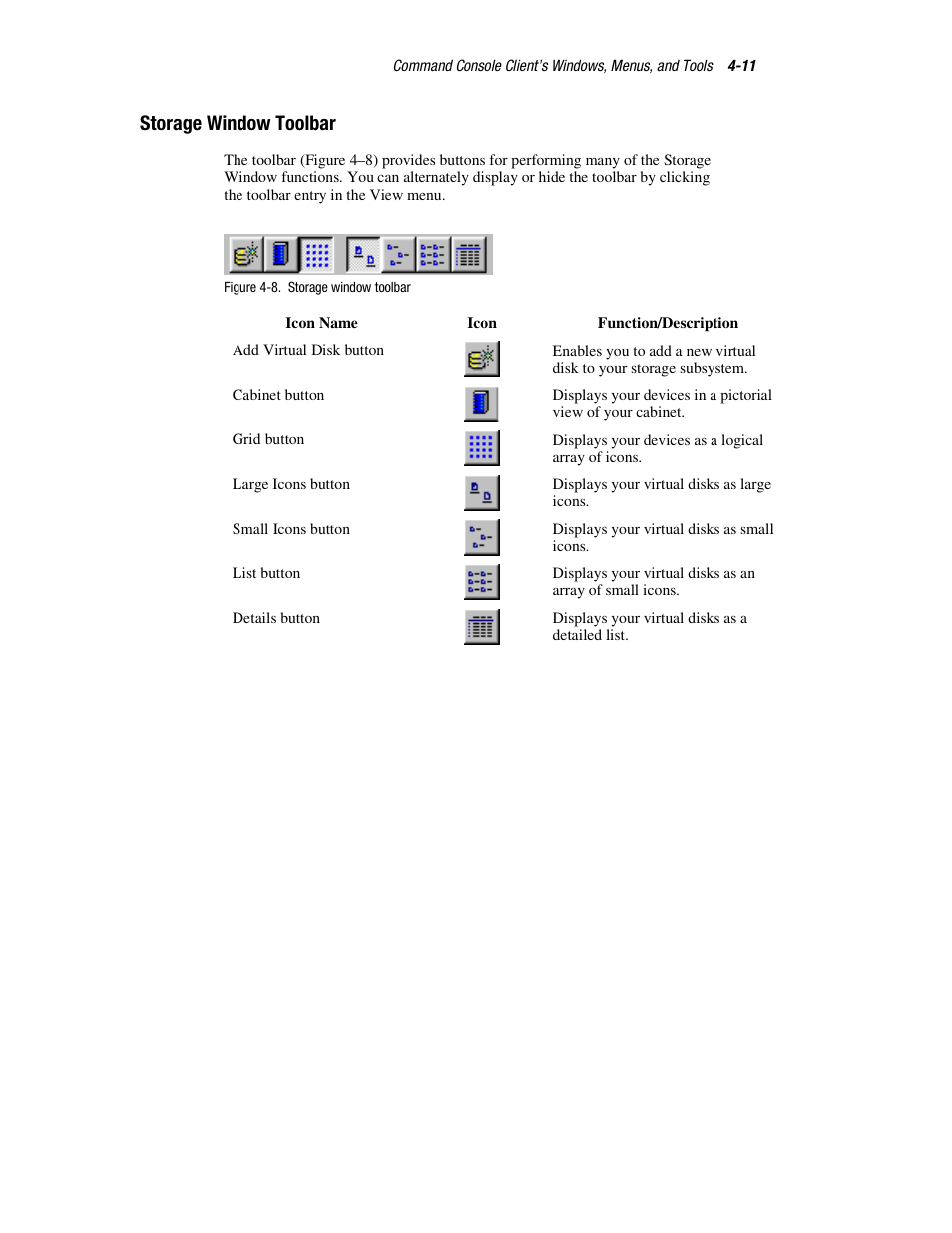 Storage window toolbar | HP StorageWorks 3000 RAID Array User Manual | Page 109 / 126