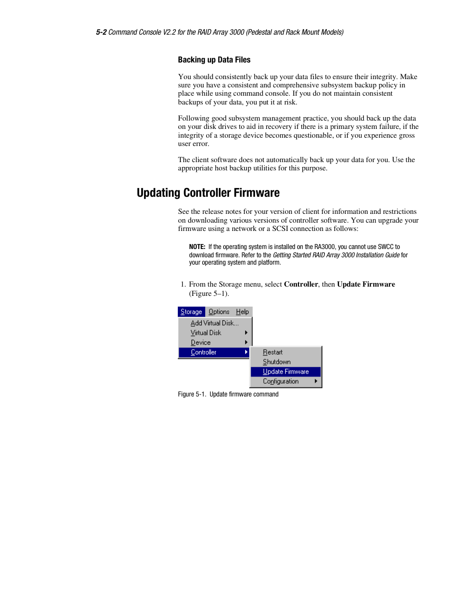 Updating controller firmware | HP StorageWorks 3000 RAID Array User Manual | Page 122 / 126