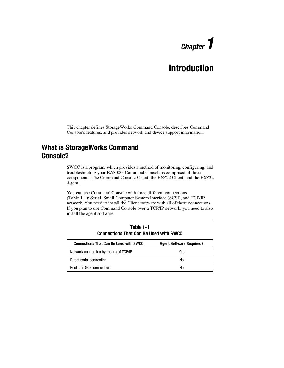 Introduction, Chapter, What is storageworks command console | HP StorageWorks 3000 RAID Array User Manual | Page 17 / 126