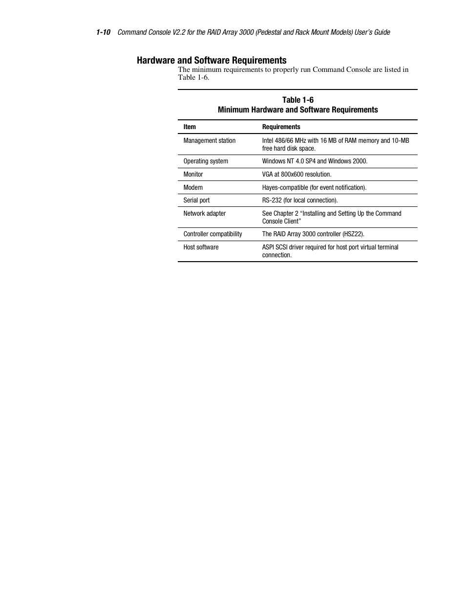 Hardware and software requirements | HP StorageWorks 3000 RAID Array User Manual | Page 26 / 126