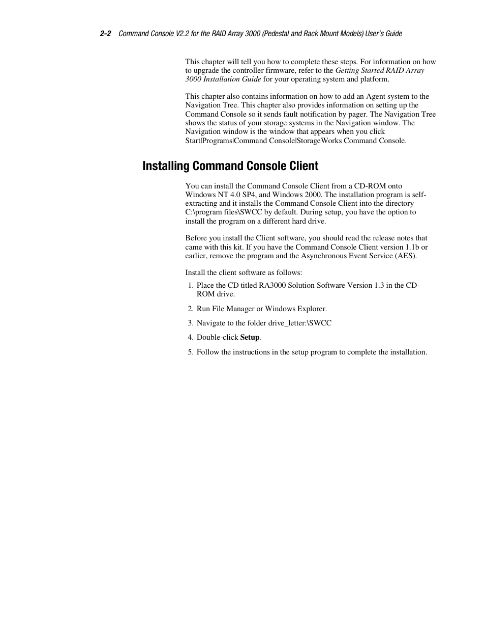 Installing command console client | HP StorageWorks 3000 RAID Array User Manual | Page 28 / 126