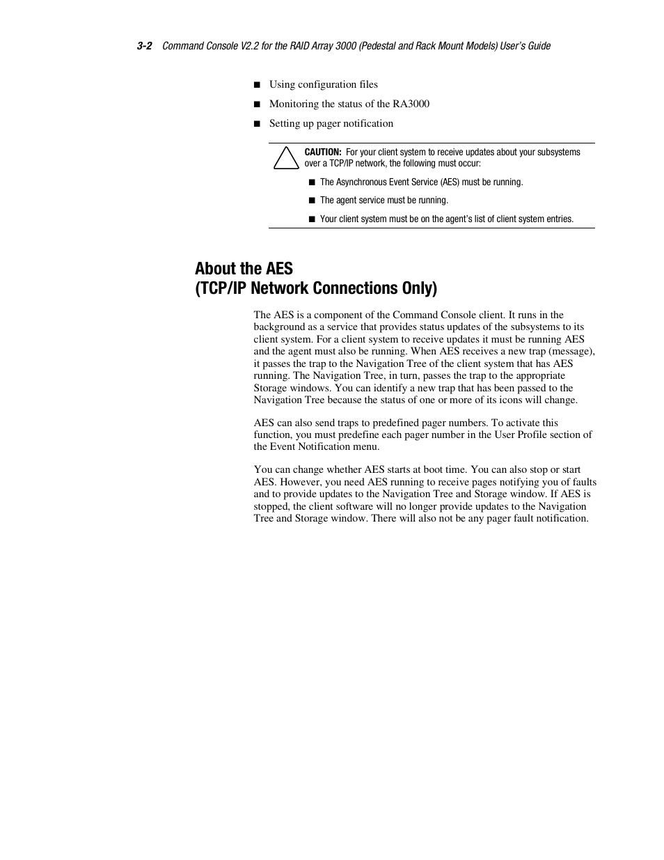 About the aes (tcp/ip network connections only) | HP StorageWorks 3000 RAID Array User Manual | Page 48 / 126