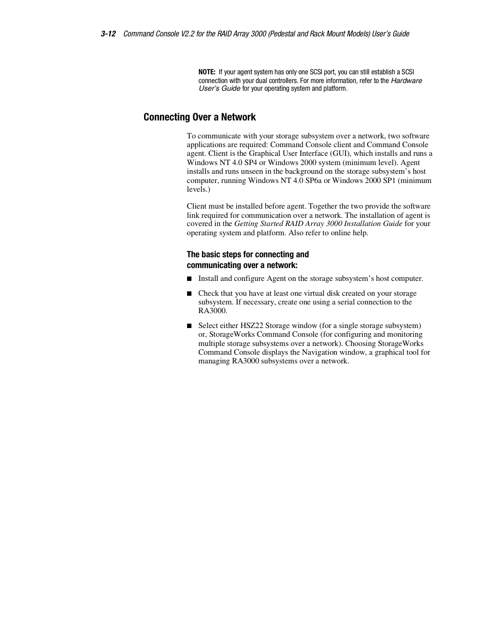 Connecting over a network | HP StorageWorks 3000 RAID Array User Manual | Page 58 / 126