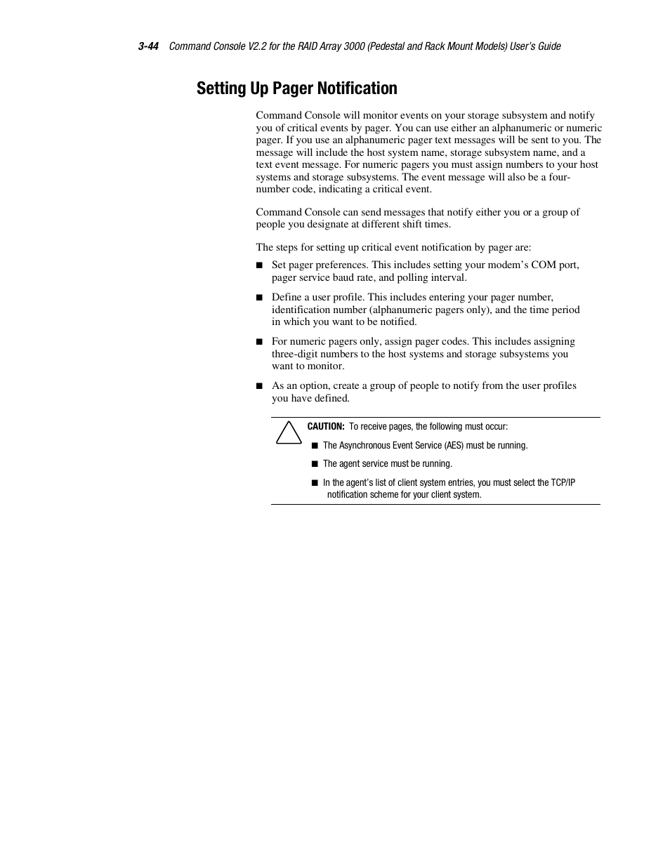 Setting up pager notification | HP StorageWorks 3000 RAID Array User Manual | Page 90 / 126
