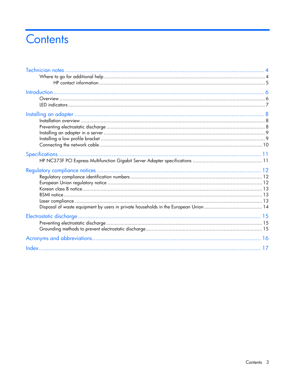 HP NC373F PCI-E Multifunction 1000SX Gigabit Server Adapter User Manual | Page 3 / 17