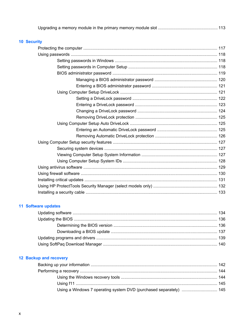 HP EliteBook 8540w Mobile Workstation User Manual | Page 10 / 187