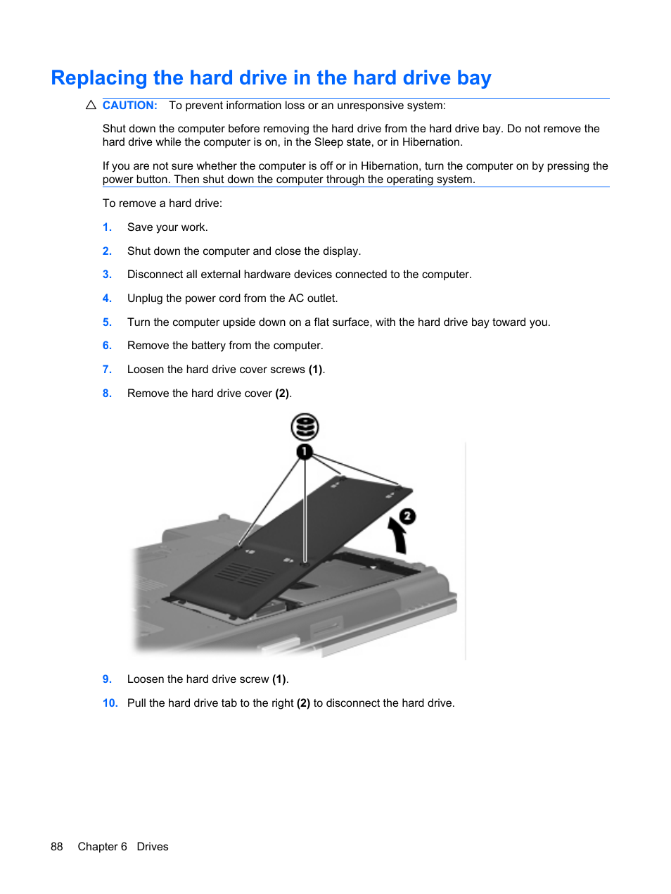 Replacing the hard drive in the hard drive bay | HP EliteBook 8540w Mobile Workstation User Manual | Page 100 / 187