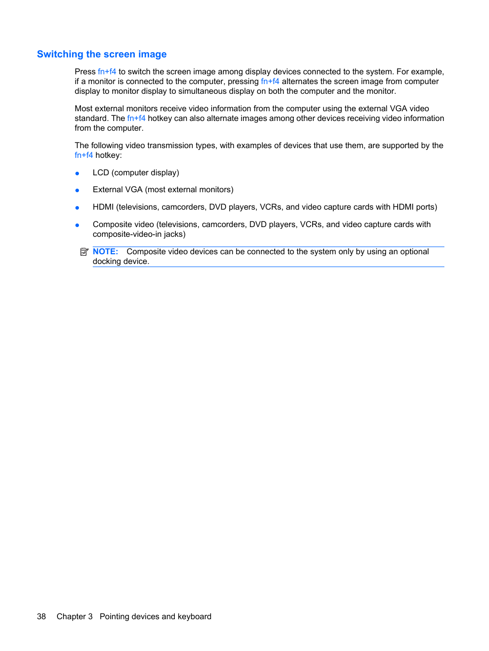 Switching the screen image | HP EliteBook 8540w Mobile Workstation User Manual | Page 50 / 187