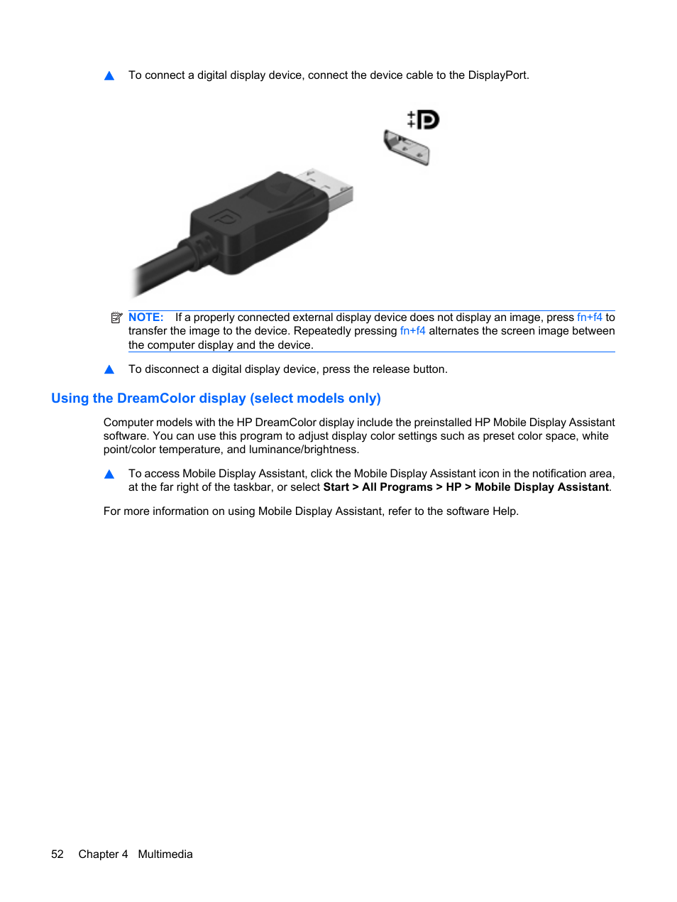 Using the dreamcolor display (select models only) | HP EliteBook 8540w Mobile Workstation User Manual | Page 64 / 187