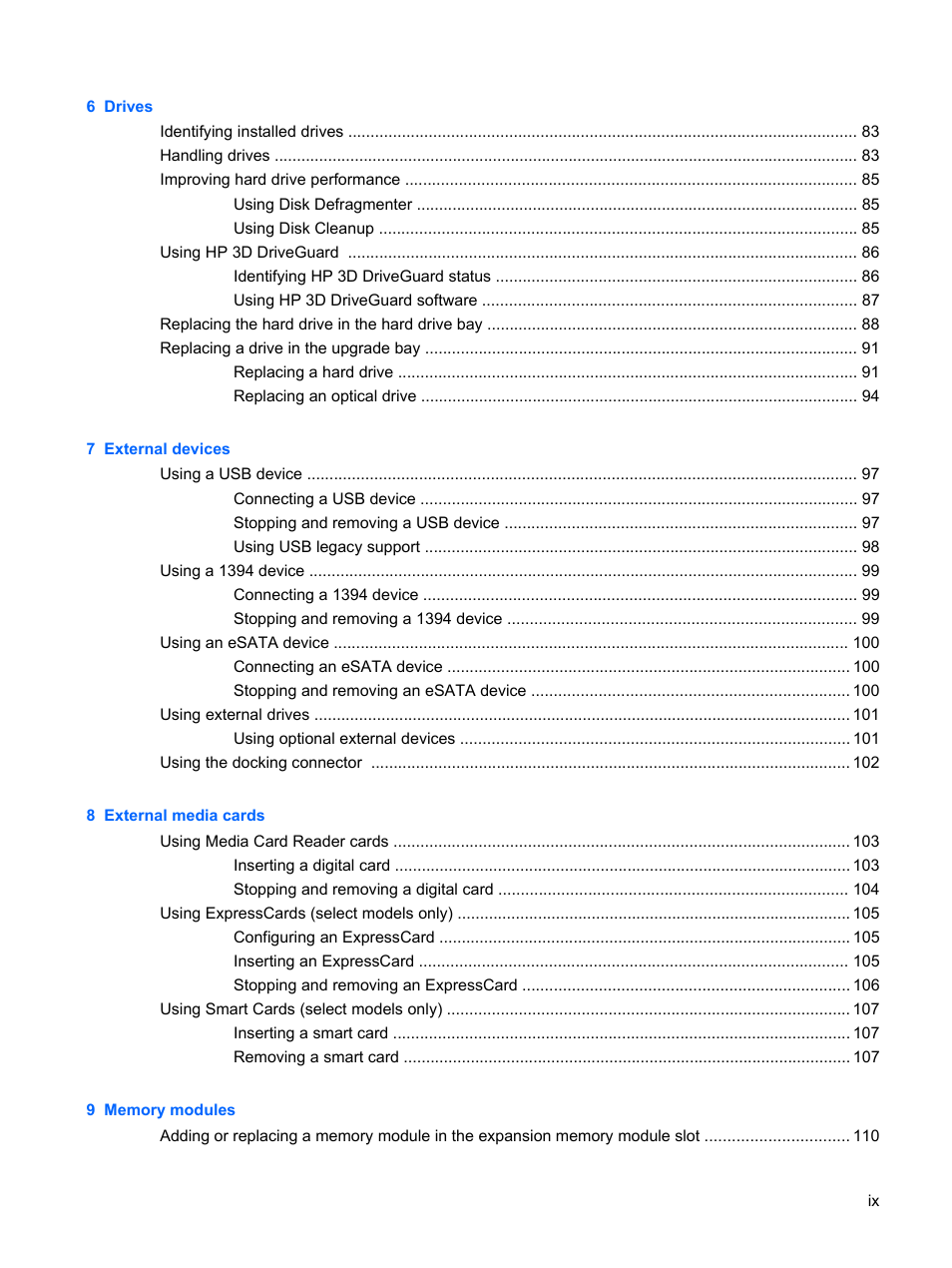 HP EliteBook 8540w Mobile Workstation User Manual | Page 9 / 187