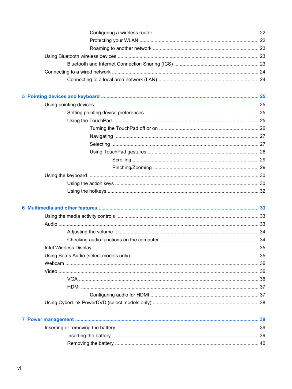 HP Pavilion dm4-3013cl Entertainment Notebook PC User Manual | Page 6 / 121