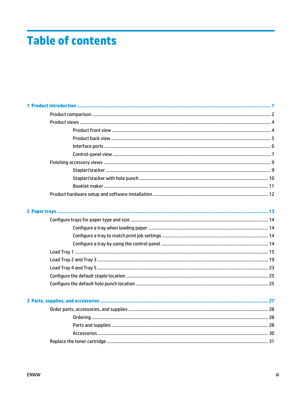 HP LaserJet Enterprise M806 Printer series User Manual | Page 5 / 146