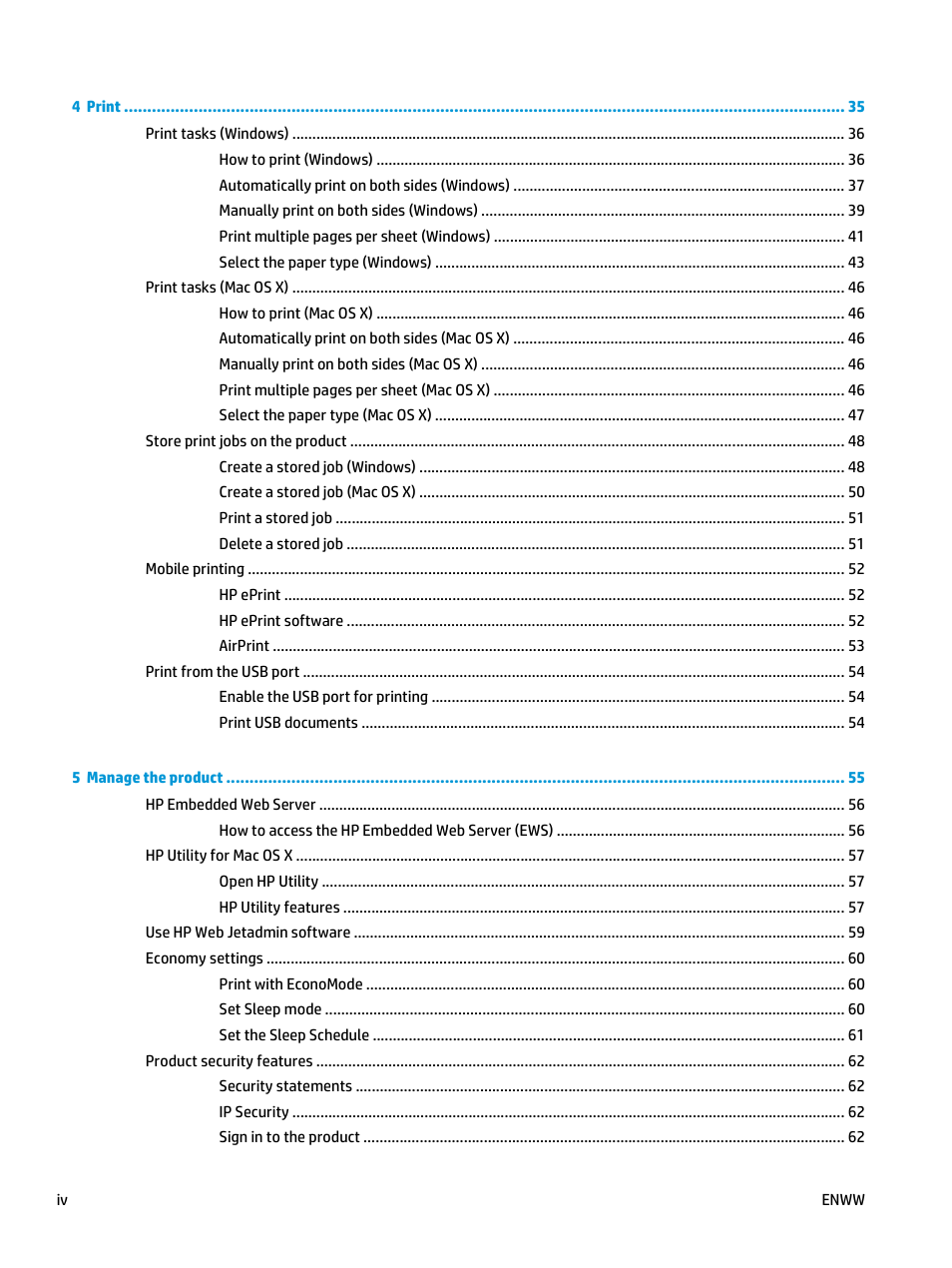 HP LaserJet Enterprise M806 Printer series User Manual | Page 6 / 146