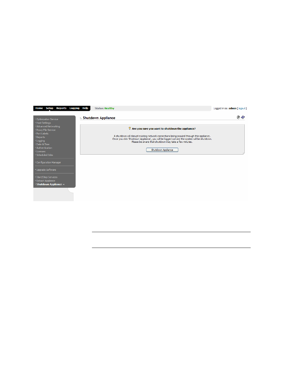 Shutting down the hp efs wan accelerator | HP StorageWorks Enterprise File Services WAN Accelerator User Manual | Page 130 / 194