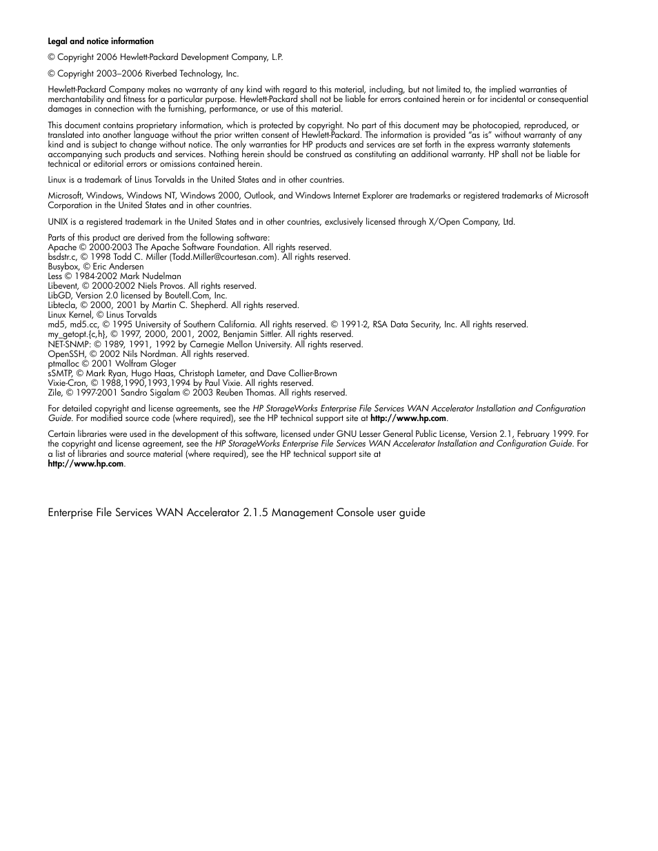 HP StorageWorks Enterprise File Services WAN Accelerator User Manual | Page 2 / 194
