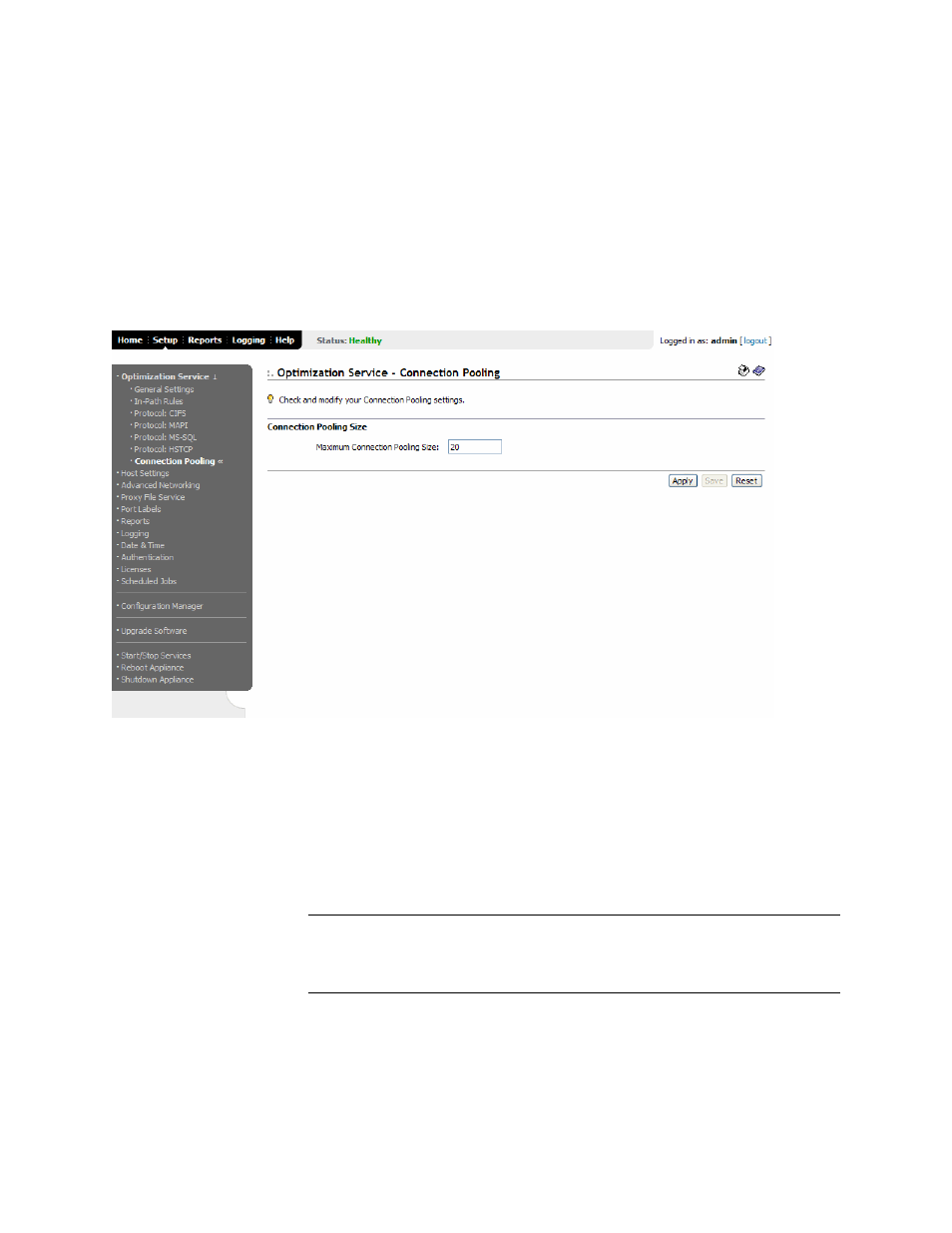 Enabling connection pooling | HP StorageWorks Enterprise File Services WAN Accelerator User Manual | Page 46 / 194