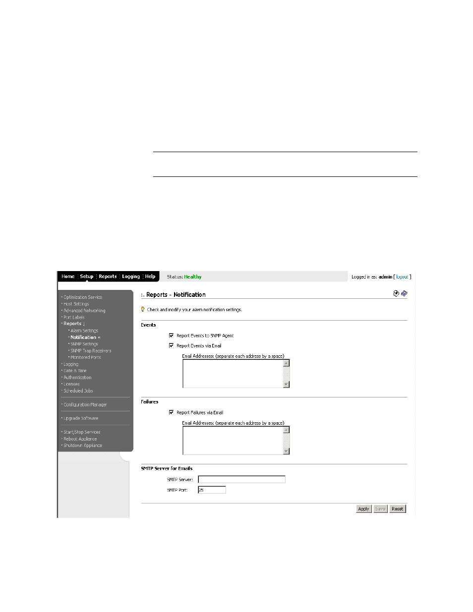 Setting email notification | HP StorageWorks Enterprise File Services WAN Accelerator User Manual | Page 98 / 194