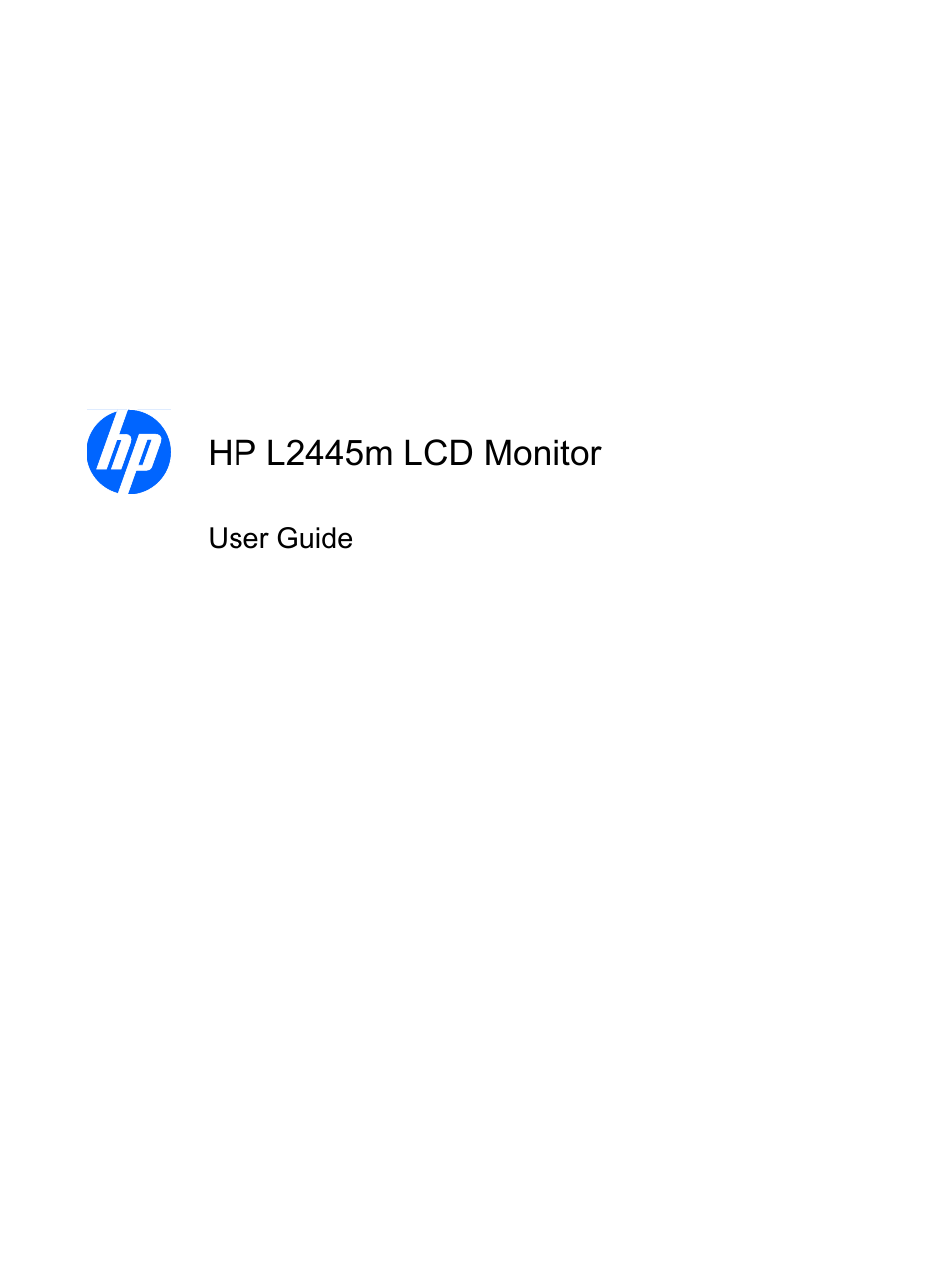 HP L2445m 24-inch Diagonal LCD Monitor User Manual | 39 pages