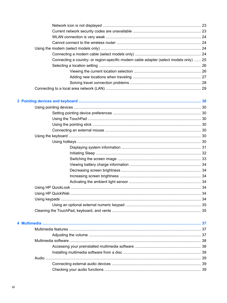 HP EliteBook 8740w Mobile Workstation User Manual | Page 6 / 150