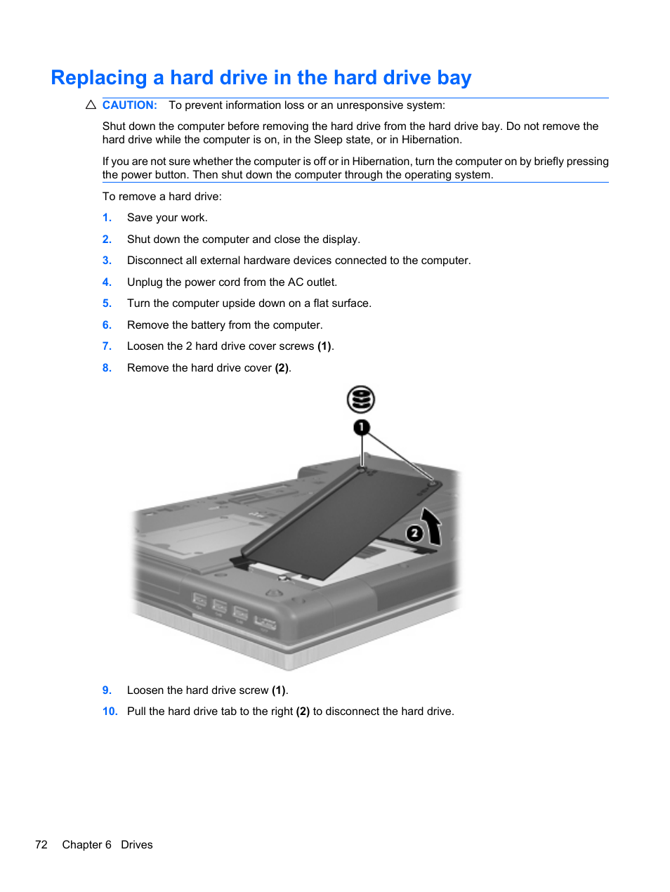 Replacing a hard drive in the hard drive bay | HP EliteBook 8740w Mobile Workstation User Manual | Page 84 / 150
