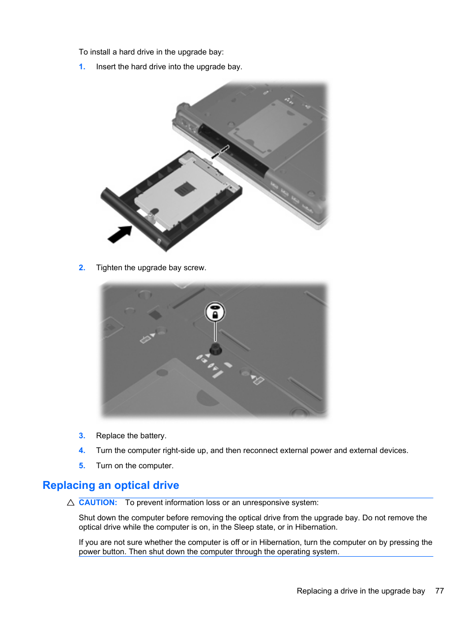Replacing an optical drive | HP EliteBook 8740w Mobile Workstation User Manual | Page 89 / 150