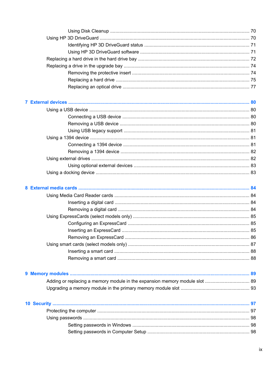 HP EliteBook 8740w Mobile Workstation User Manual | Page 9 / 150