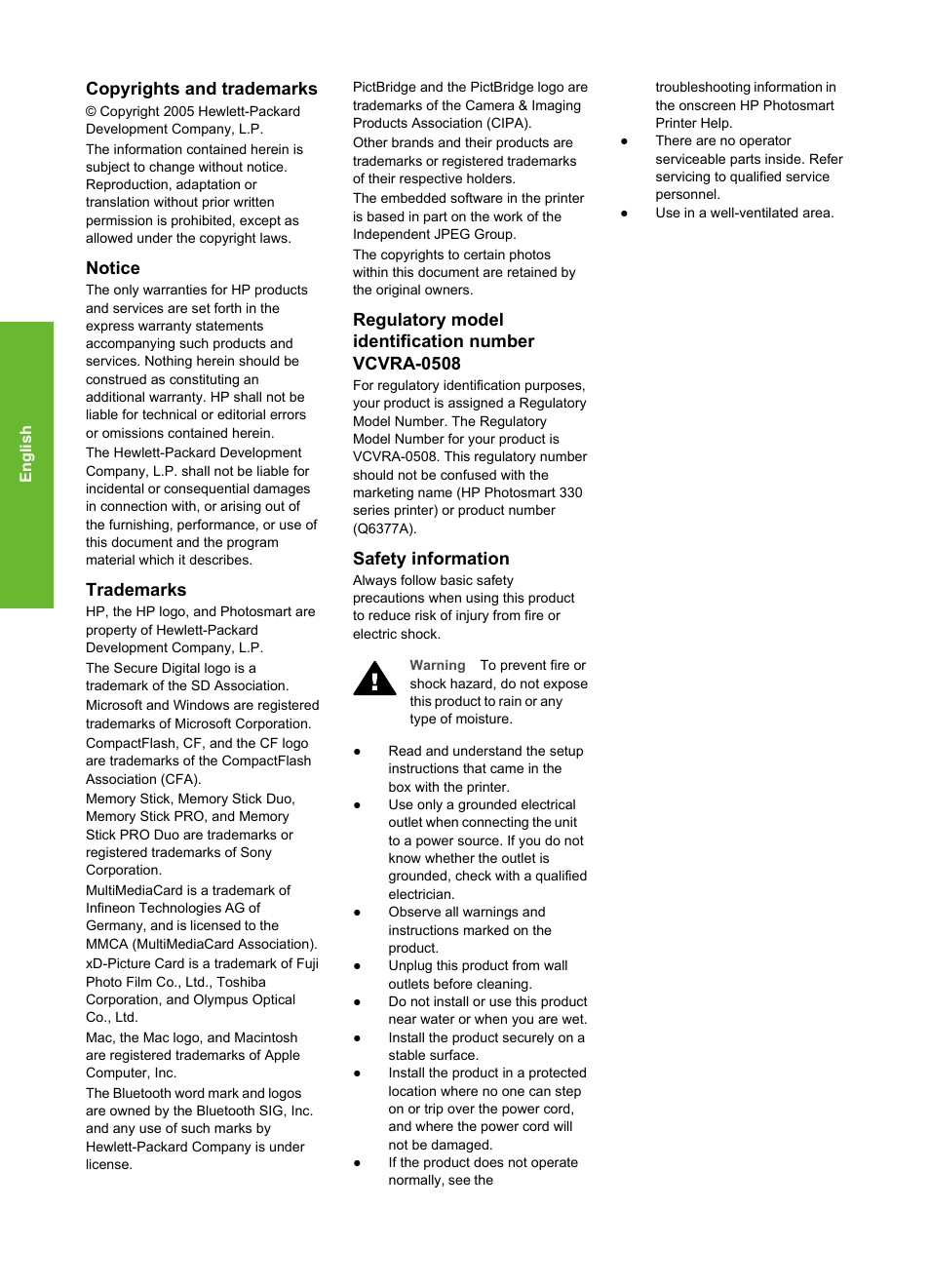 HP Photosmart 335 Compact Photo Printer User Manual | Page 61 / 178