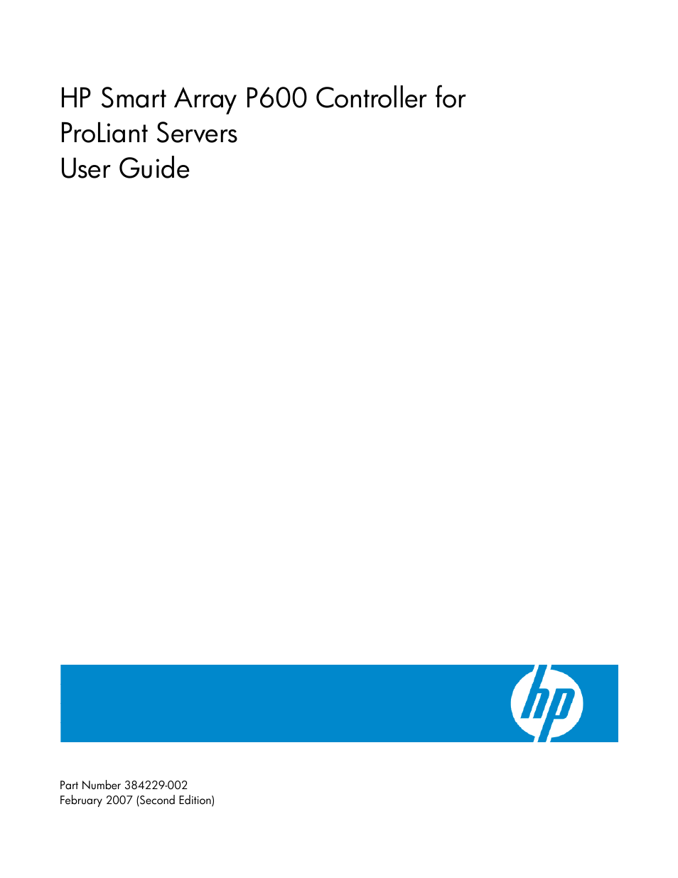HP Smart Array P600-Controller User Manual | 38 pages