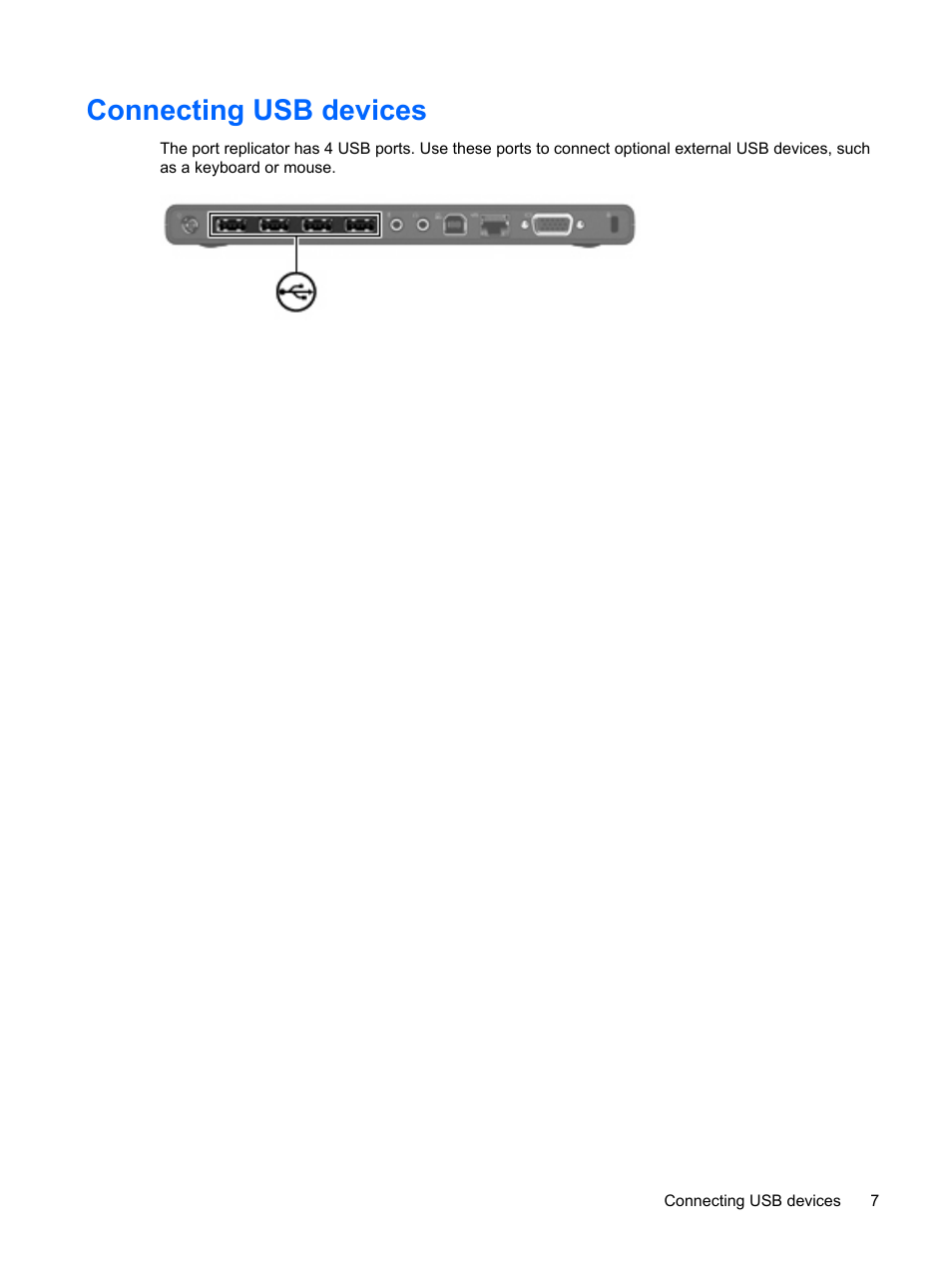 Connecting usb devices | HP USB Media Port Replicator User Manual | Page 11 / 19