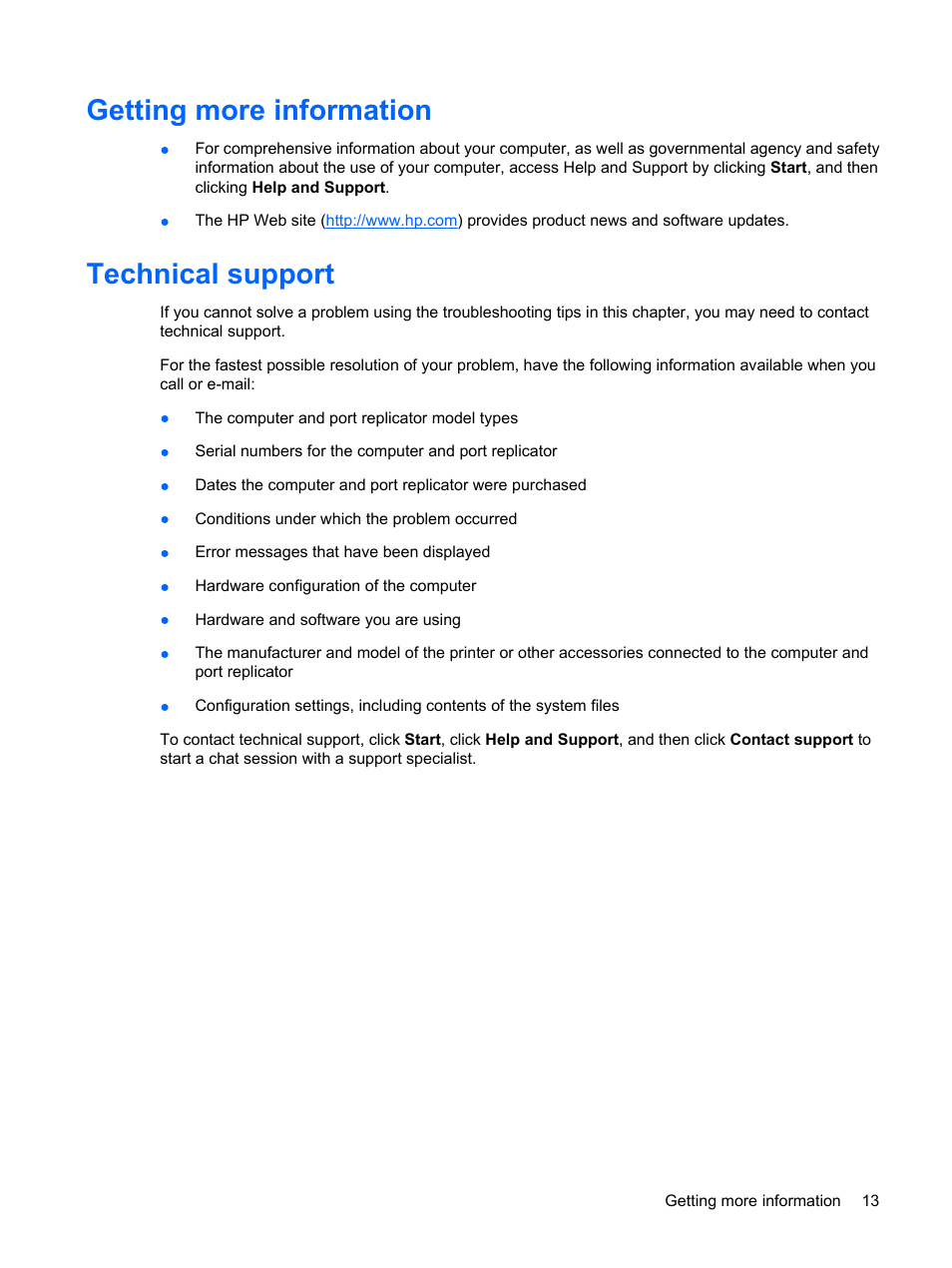 Getting more information, Technical support, Getting more information technical support | HP USB Media Port Replicator User Manual | Page 17 / 19