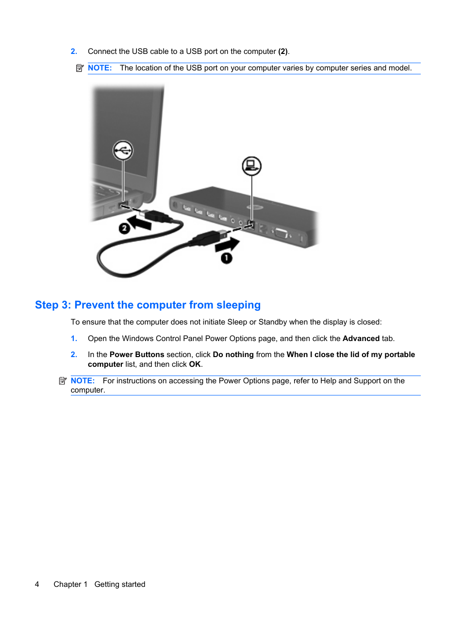 Step 3: prevent the computer from sleeping | HP USB Media Port Replicator User Manual | Page 8 / 19