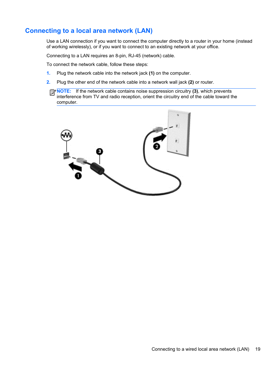 Connecting to a local area network (lan) | HP Pavilion 15-n030us Notebook PC User Manual | Page 29 / 91